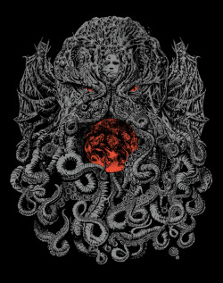 fhtagn-and-tentacles:  CTHULHU WORLD by Jorge “Qetza” Garza Art prints and t-shirts available here 