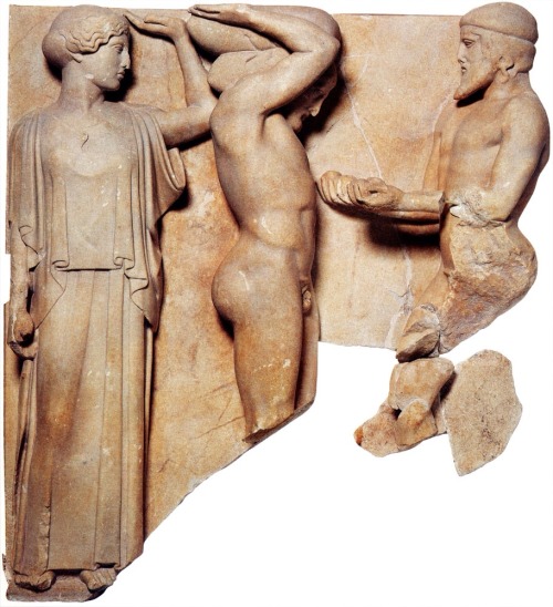 musings-of-a-philhellene:Metopes from the Temple of Zeus at Olympia depicting Hercules holding up th