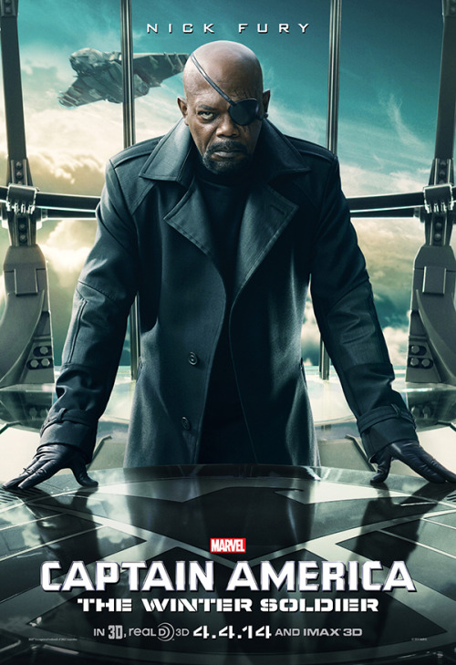 marvelentertainment:  Check out Captain America, Black Widow and Nick Fury on their new character posters for Marvel’s “Captain America: The Winter Soldier,” hitting theaters April 4, 2014! (http://bit.ly/LtB4xP)
