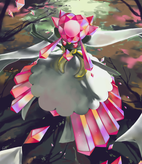 pinkgermy: Mega Diancie with aura quartz (inspired by Kawayoo style)