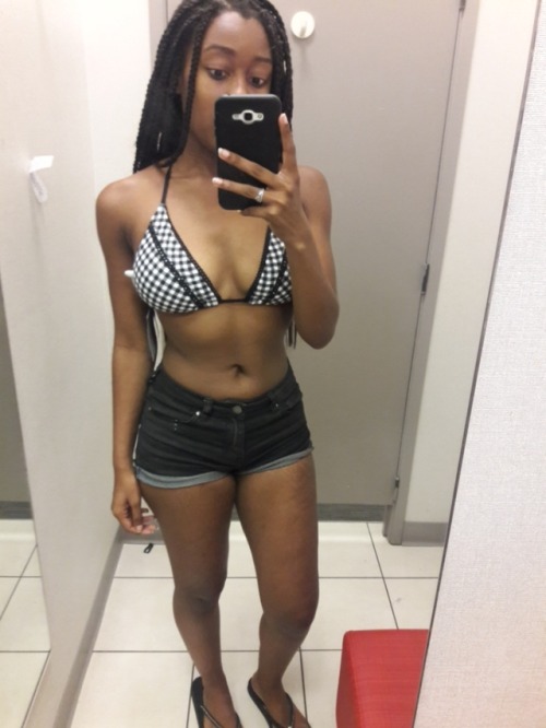 blackfindomluv: When I was trying on bikini’s. What do you pigs think? Send me tributes. Cash 