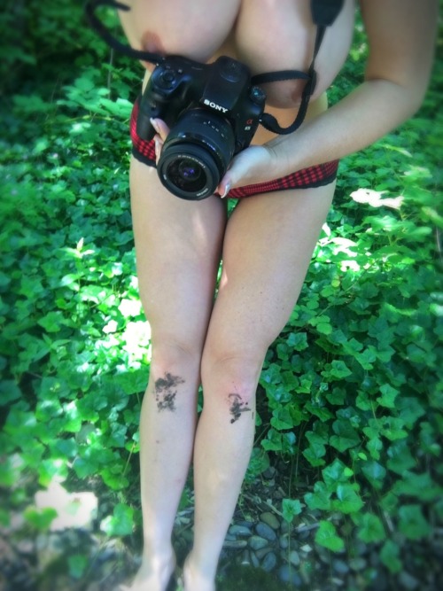 secretsexcloset:  secretsexcloset:  Naked in nature, and I was naughty on my knees, too.    OK, guys… Last week I put a photo teaser out, and asked for 100 notes on it before posting the series. It was the best time, to be watching in anticipation as