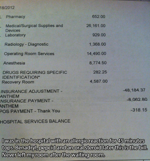 sgc64926:  vocalscorepony:  datcatwhatcameback:  terrasigillata:  theinturnetexplorer:  Healthcare in the US  This is a fucking crime  Welcome to our “wonderful world-leading healthcare”, rest of the world.  How is this allowed? This is the one thing