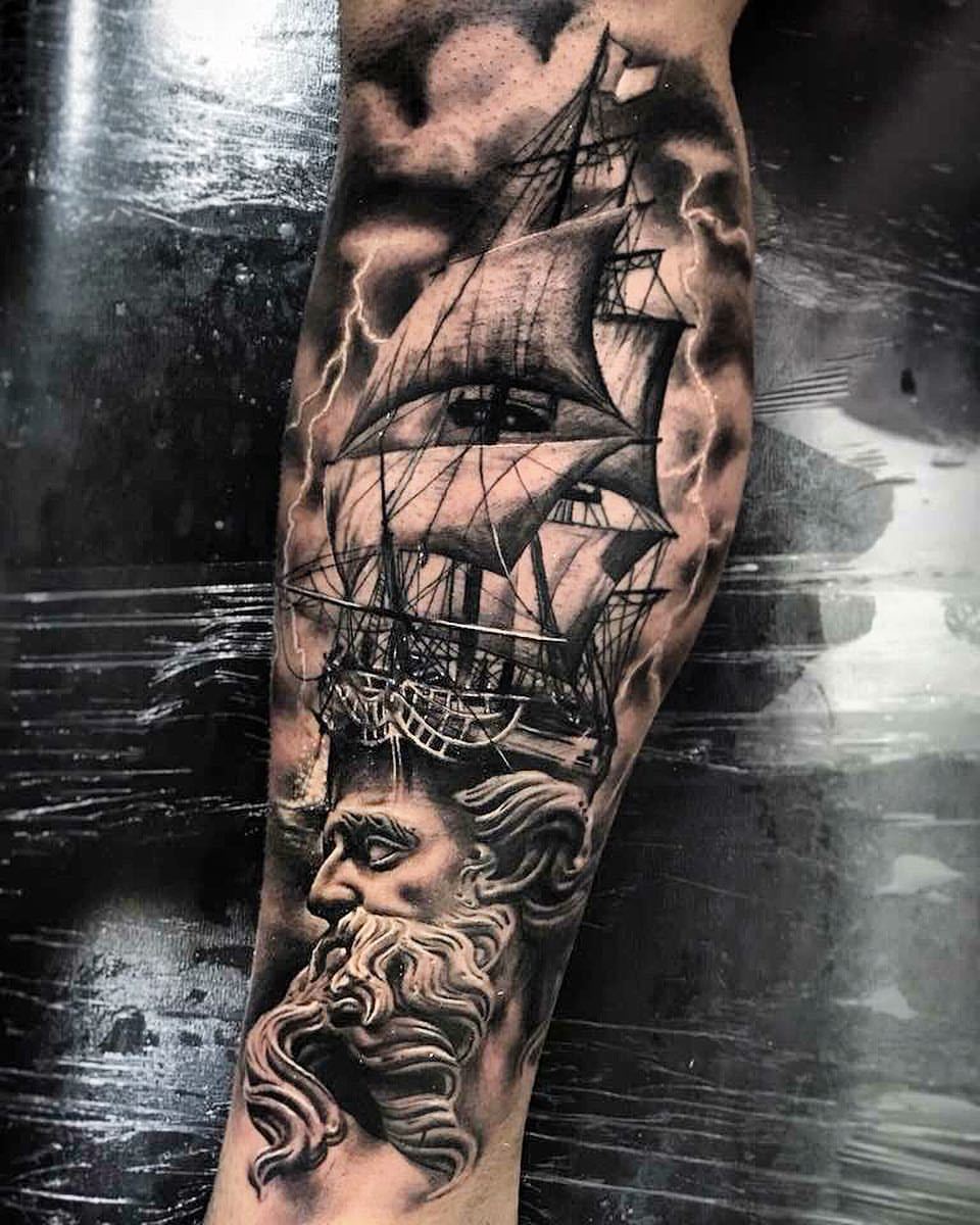 Poseidon tattoo by Chris Showstoppr  Post 29463  Greek tattoos Sleeve  tattoos Poseidon tattoo