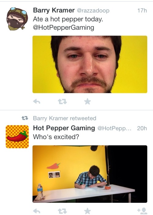 jolly-alchemist:  Barry is going to be on hot pepper gaming! 