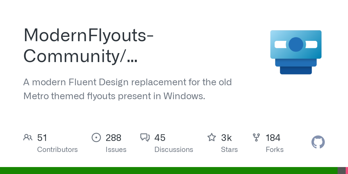 GitHub - ModernFlyouts-Community/ModernFlyouts: A modern Fluent Design replacement for the old Metro themed flyouts present in Windows.