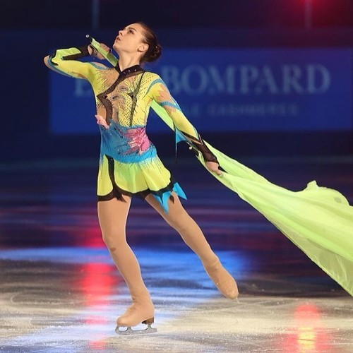 Gold Medalist Adelina Sotnikova of Mother Russia performed Rhythmic Gymnastics on ice at the Figure 