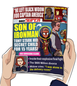 stigmartyr762:  crescenteluce:  rhymewithrachel:  thecastingcircle:  rhymewithrachel: there’s a special place in my heart for tabloids that are straight up slander It all makes sense now… Iron Man and Spiderman both have the same last name…….
