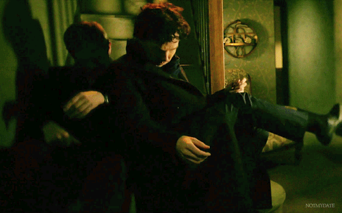 notmydate:John & Sherlock | drunk on the stairs of 221B