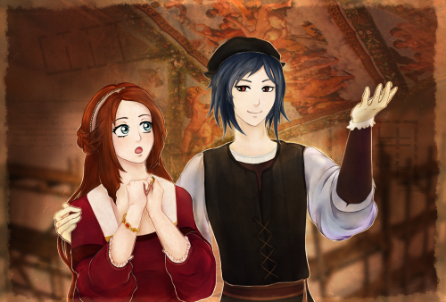 Art- Collab~Raphael and Rina (ОС) in the Renaissance.