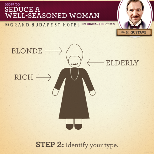 How to Seduce a Well Seasoned Woman by M. Gustave  Tired of all that fillet steak? M. Gustave can he