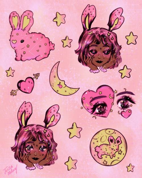 figdays:Sweet Bunny Moon Magical Valentines Fine Art Matte Print // JessicaMcRoryArt