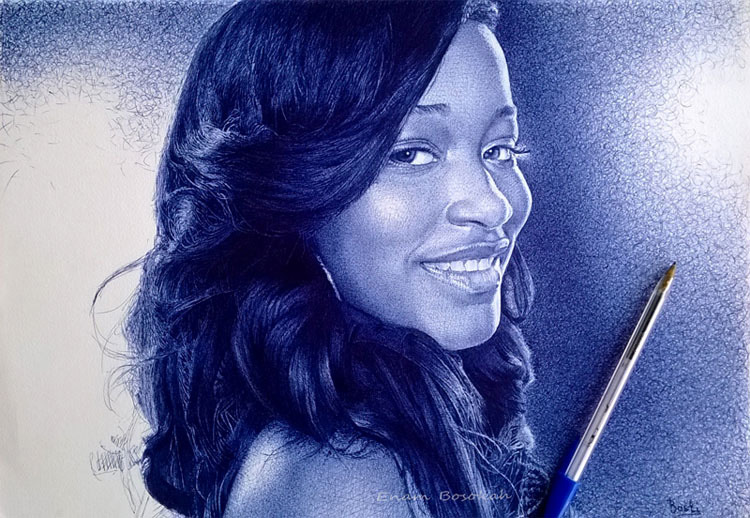 Retratos hiperrealistas hechos sólo con un bolígrafo. Impresionante!