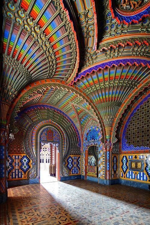 fenestra-ad-scientiam:The Peacock Room, Castello di Sammezzano, Italy.This technicolor Moorish-style