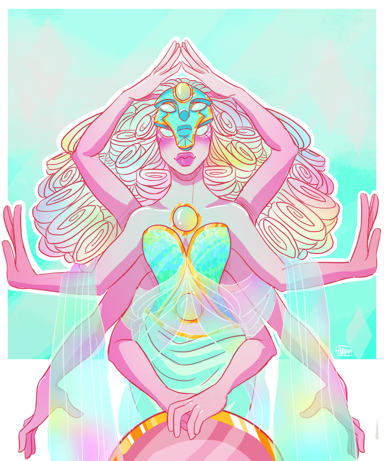 alexa-eve:  My personal take on the Temple Fusion! She’s Angel Aura Quartz. 