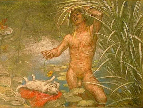antonio-m:‘Bather and Cat’, by Paul Cadmus (1904-1999). American artist. 