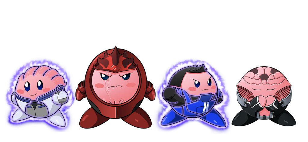 insanelygaming:  Mass Effect Kirbies Created by Jenifer Harris (via Dorkly)