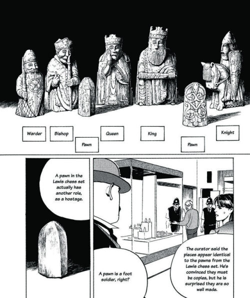 The Lewis Chessmen as featured in Hoshino Yukinobu’s manga Professor Munakata’s British Museum Adven