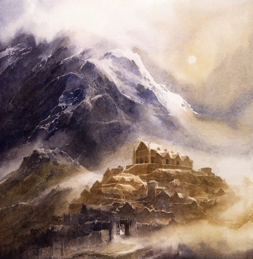 Edoras The Lord of the Rings artwork by Alan Lee. 