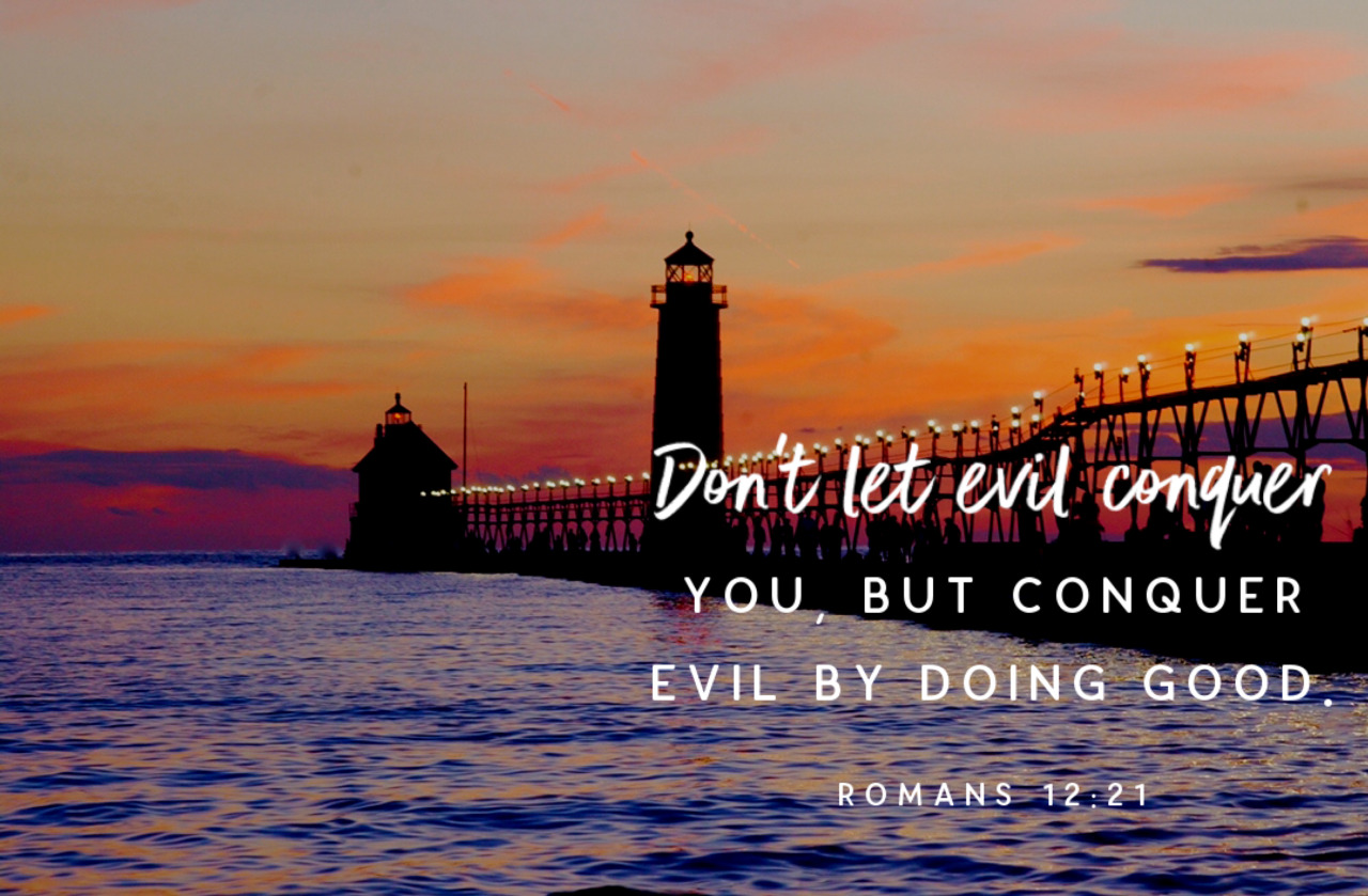 Don’t let evil conquer you, but conquer evil by doing good.  #Romans#Bible#do good#spiritual warfare#Scripture#photography