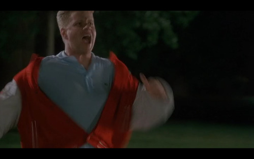 Mighty Ducks III: a bad jock captured, roped, bound