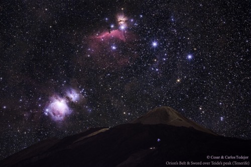 thefirststarr: Orion’s Belt and sword over Teide’s peak Image Credit &amp; Copyright