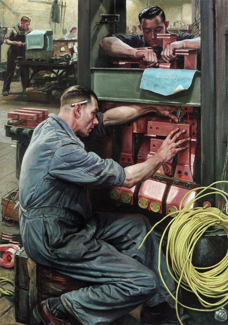 bloghqualls:  Laura Knight - &ldquo;Switch Works&rdquo; (1945) 