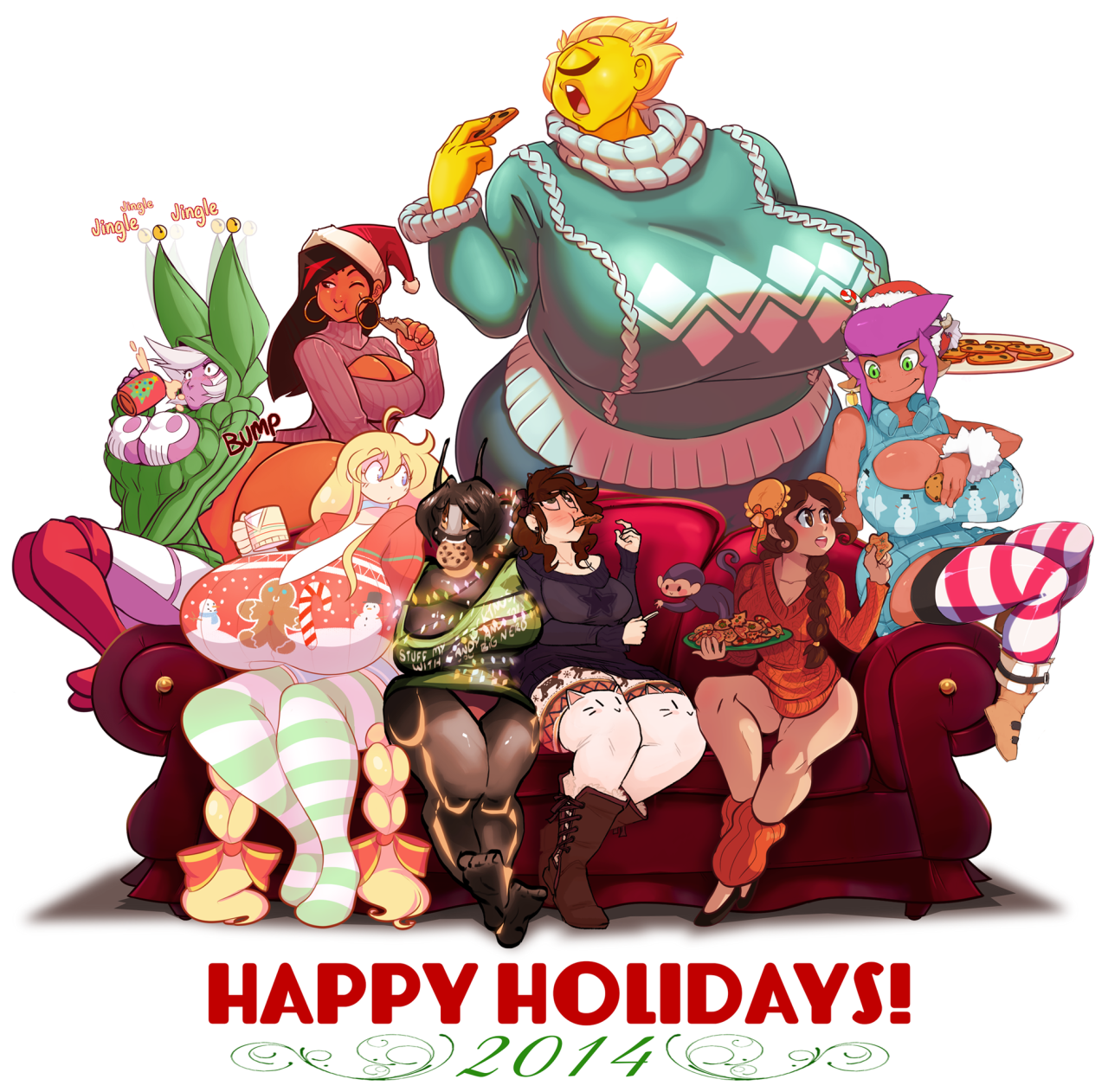 bewbchan:  maiz-ken:  theycallhimcake:  Here it is, the 2014 Christmas Couch Collab!