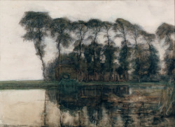 lilithsplace:‘Farmstead along the Water Screened by Nine Tall Trees’,  c.1905 - Piet Mondrian 