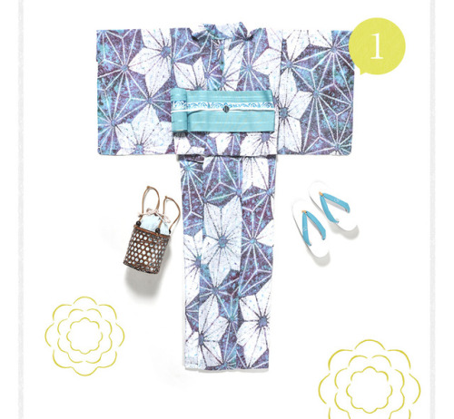 Two yukata coordinations from Tsuyukusa!Look at the careful way the straps of the geta are coordinat