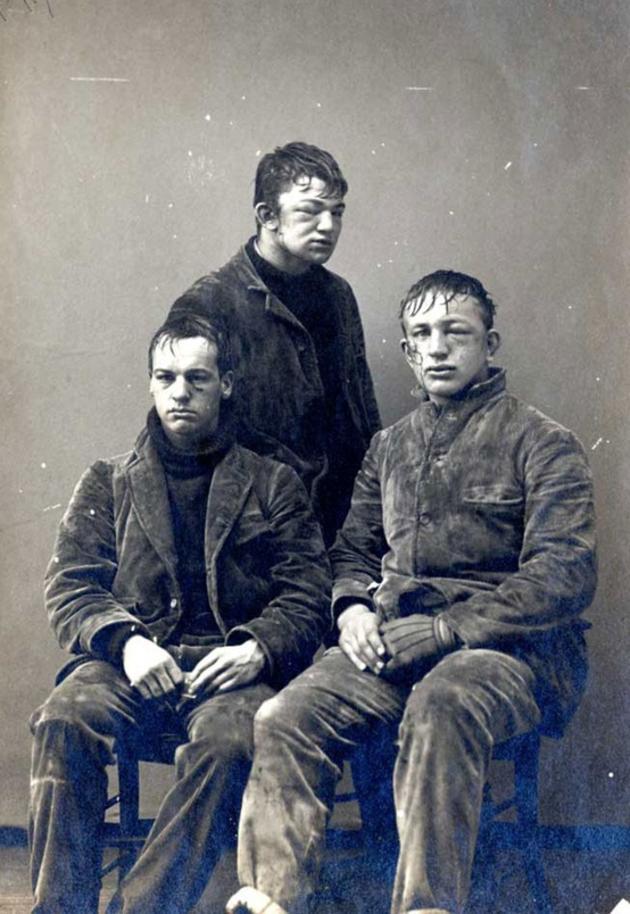 Princeton students after a Freshman / Sophomore snowball fight. Princeton, NJ, 1893.