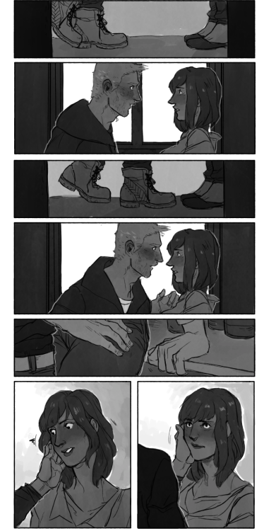 eeveevie:  I commissioned siriusdraws to take the BIG DAMN KISS scene I wrote for The Way You Make Me Feel and adapt it into a comic. Word can’t express how happy and pleased and overall screaming fangirl I am about all this–I hope you enjoy it