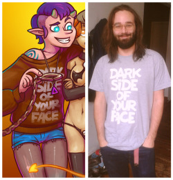 My girlfriend is the best person in the world.For our anniversary, she took the design for the sweater Delidah wore in the norasuko-art tribute picture, and put it on a T-Shirt.Best. Anniversary present. Ever.And hey, if you want to look like an awesome