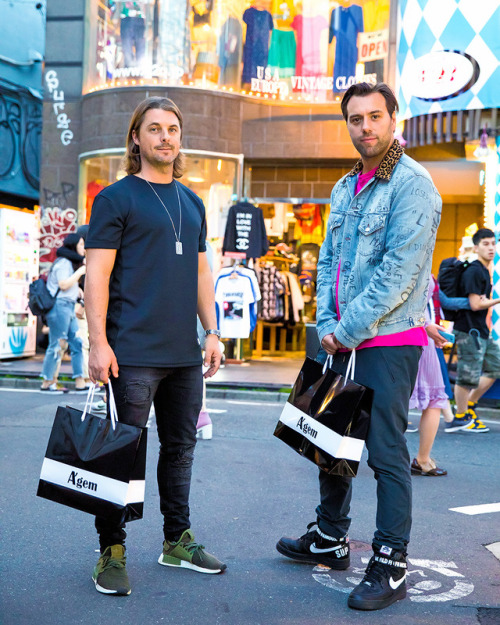 Swedish DJs Axwell &amp; Ingrosso (Swedish House Mafia/Axwell^Ingrosso) on the street in Harajuku. W