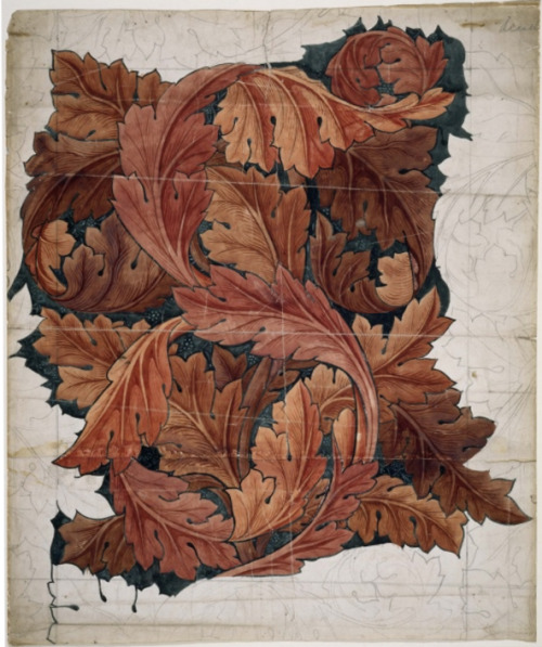 design-is-fine:William Morris, wallpaper design Acanthus, 1879-81. Watercolour over pencil on paper.