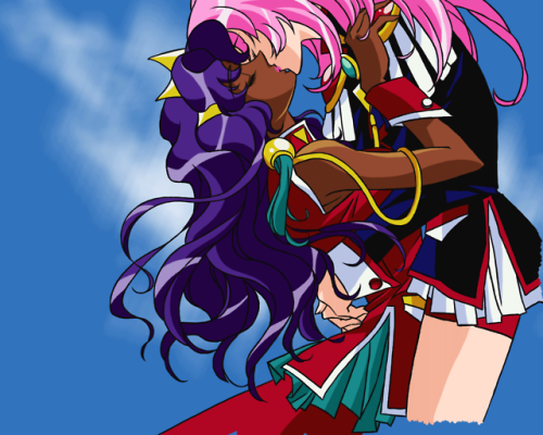 alcenoterius:So, there was a secret Utena and Anthy kiss cel. The image was tiny. So smol. I made it