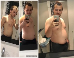 blogartus:  from-thin-to-fat:  My name is Mathijs (call me Matt) and I have been gaining for almost a year now! And in this year I’ve made some great progression on how I’ve always wanted to be, really, really fat! So yeah… To keep it short, here’s