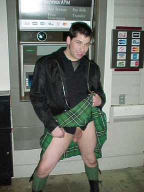 Flashing men in kilts