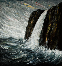 thunderstruck9:  Peter Booth (Australian, b. 1940), Untitled (Waterfall). Oil on canvas, 13.5 x 198 cm.