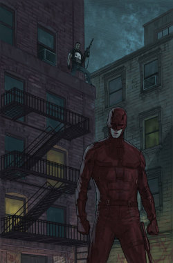 thehappysorceress:  Daredevil and the Punisher in Hell’s Kitchen by Bentti Bisson