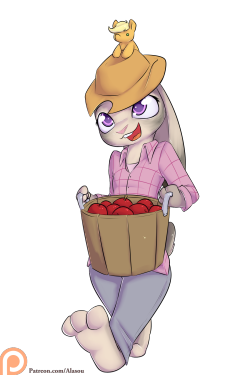 alasou:Farmer buddies  It is not a spoiler, Judy’s family are farmers. So I feel like she would  be a good pal to AJ. Of course this is a plushy but still.  drawn for patreon the 05-03-2016^w^!