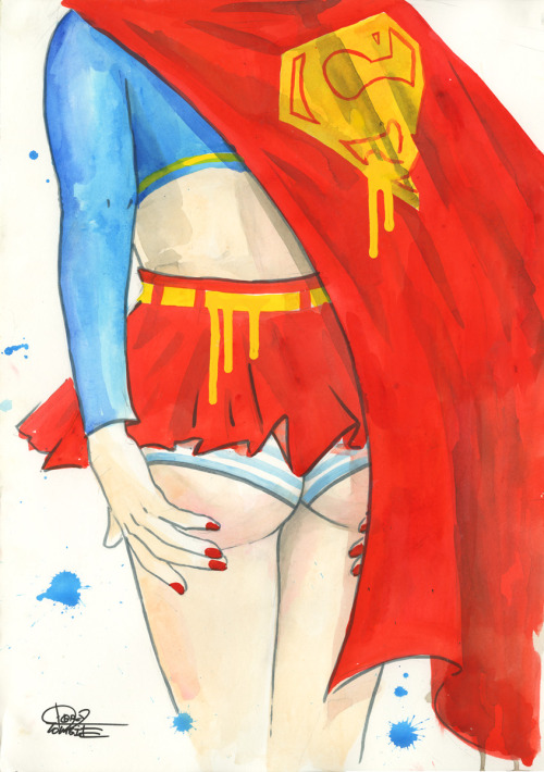 xombiedirge:  Superhero Bums by Lora Zombie / Tumblr Part of the POW! POW! art show, opening Saturday 10th August 2013, at Phone Booth Gallery.  It’s all about the butt jaja