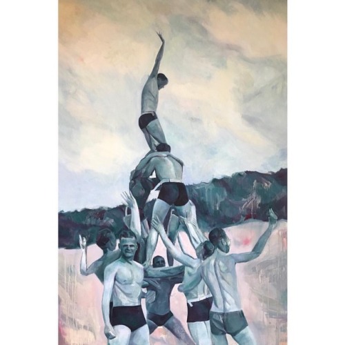gayestart:  “Tower” oil on linen 36"x24"  #art #arte #kunst #contemporaryart #contemporarypainting #oilpainting #oil #figurativeart #fineart #gymnastics #mensphysique #homme #vintage #painting #artstagram #artistsoninstagram #darylbalcombe