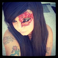 Testing Halloween makeup (: #halloween #halloweenmakeup #liquidlatex #loveit #happy #girlwithpiercings #girlwithtattooes