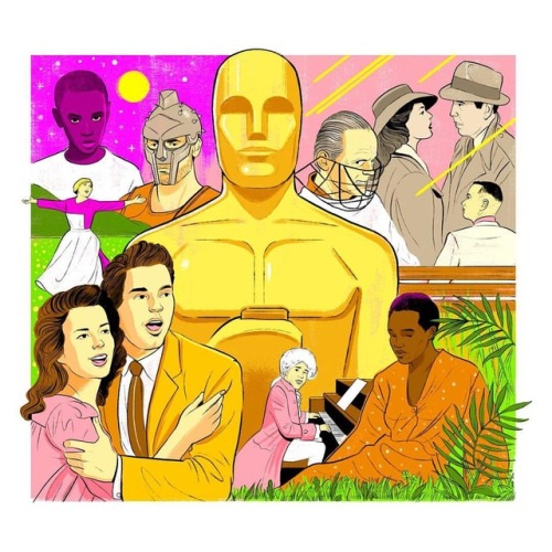 New illustration for Newsweek this week! It’s a section opener for a piece on the history of Oscar w