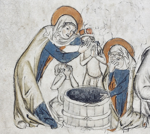 Hedwig of Silesia washes herself and her grandson with the same water used by the nuns to bathe thei