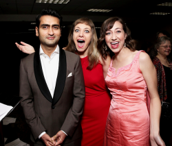 iampiedpiper:    Kumail Nanjiani, Emily V. Gordon and Kristen Schaal attend 2016 Writers Guild Awards  