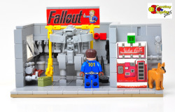 steampunkforever27:   	Fallout Garage by Simon  Liu    	Via Flickr: 	LEGO…. LEGO never changes….  www.bricklink.com/store.asp?p=C4C  Contains rare retired Fallout fig, and a Nuke Cola vending machine from Eclipse Graphics and Fallout brick from Payton