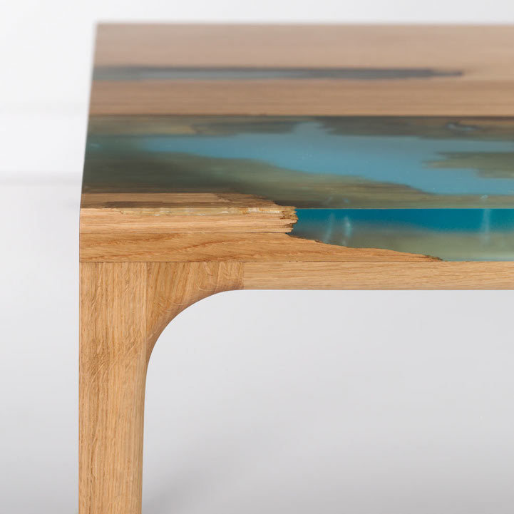 mymodernmet:Eco-Friendly Furniture Uses Glowing Bio Resin to “Self Heal” Salvaged