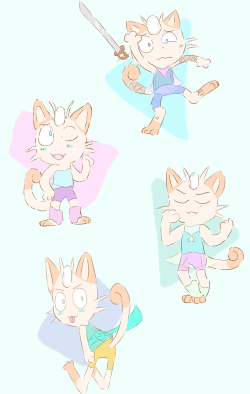 fawken:  SU / Pokemon AU??  ok pearl would def be a weaker pokemon, one that isn’t used in fighting, and meowth is perfect especially since the one in the show taught himself how to fight/speak/etc. pearl probably evolved into persian after/during